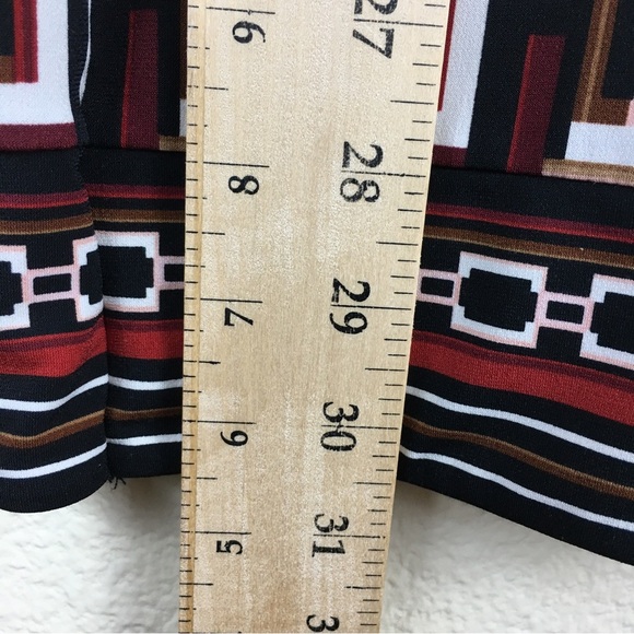 White House Black Market WHBM Tunic Dress Black Red Cream Geo 3/4 Sleeve XS - Picture 10 of 12